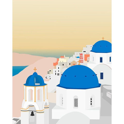 Travel Europe--Santorini White Modern Wood Framed Art Print by Soerensen, Gurli
