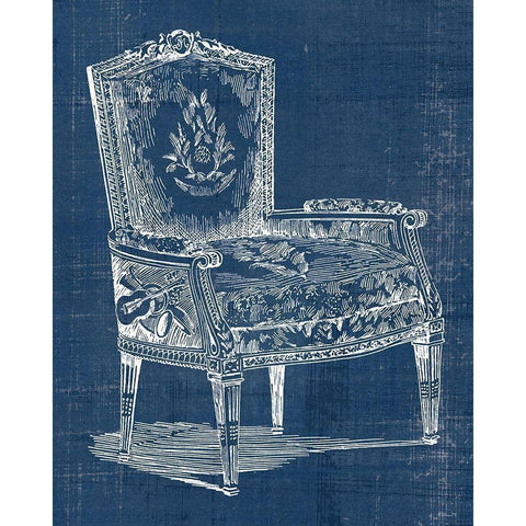 Antique Chair Blueprint I Gold Ornate Wood Framed Art Print with Double Matting by Vision Studio