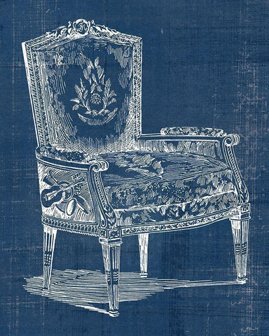 Antique Chair Blueprint I White Modern Wood Framed Art Print with Double Matting by Vision Studio
