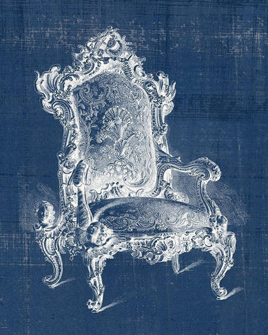 Antique Chair Blueprint II White Modern Wood Framed Art Print with Double Matting by Vision Studio