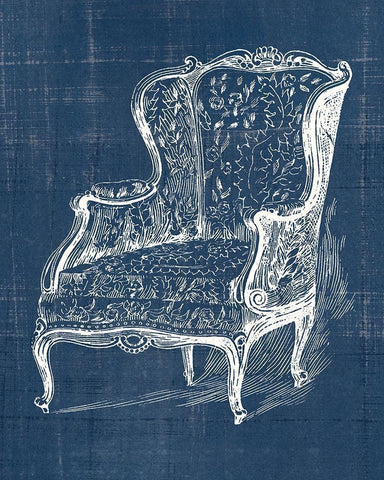 Antique Chair Blueprint III Black Ornate Wood Framed Art Print with Double Matting by Vision Studio