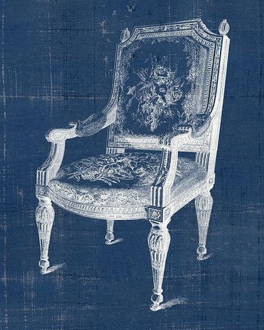 Antique Chair Blueprint IV White Modern Wood Framed Art Print with Double Matting by Vision Studio