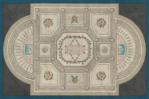 Parisian Ceiling Design White Modern Wood Framed Art Print with Double Matting by Vess, June Erica
