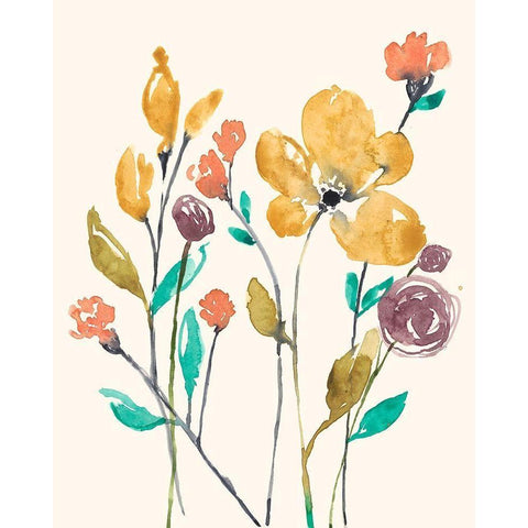 Whimsy Flowers II White Modern Wood Framed Art Print by Goldberger, Jennifer