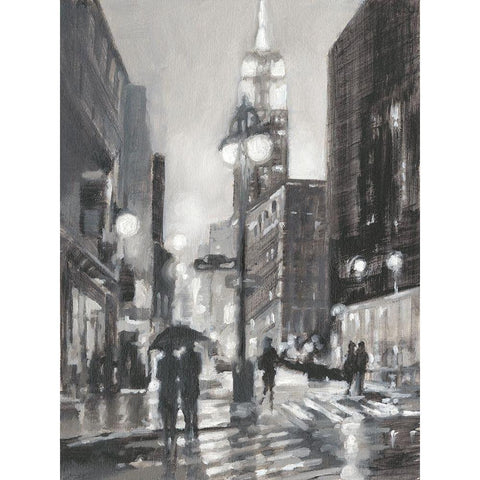 Illuminated Streets I Black Modern Wood Framed Art Print with Double Matting by Harper, Ethan