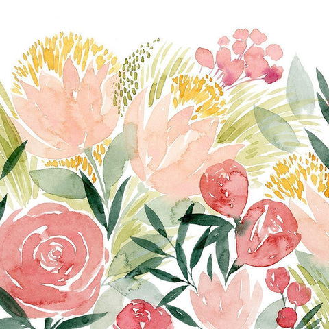 Sunkissed Posies I White Modern Wood Framed Art Print by Popp, Grace