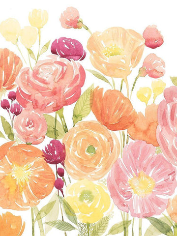 Pastel Petals I White Modern Wood Framed Art Print with Double Matting by Popp, Grace