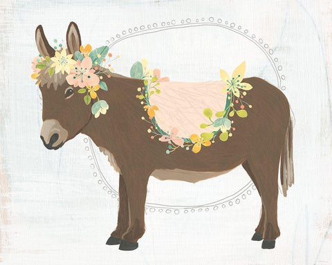 Dainty Burro I Black Ornate Wood Framed Art Print with Double Matting by Vess, June Erica