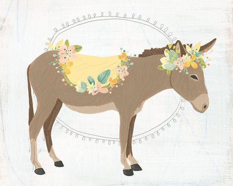 Dainty Burro II White Modern Wood Framed Art Print with Double Matting by Vess, June Erica