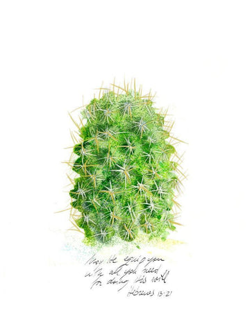 Cactus Verse I White Modern Wood Framed Art Print with Double Matting by Blixt, Ingrid