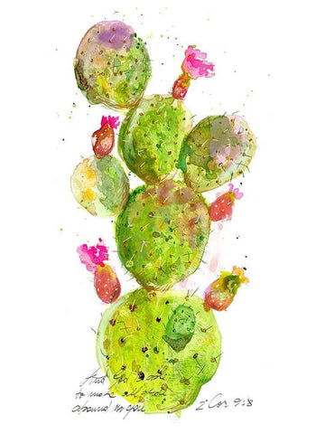 Cactus Verse III White Modern Wood Framed Art Print with Double Matting by Blixt, Ingrid