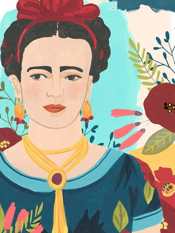 Fridas Garden I White Modern Wood Framed Art Print with Double Matting by Vess, June Erica