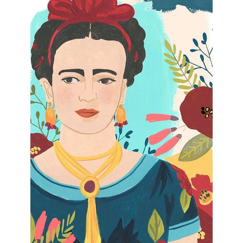 Fridas Garden I White Modern Wood Framed Art Print by Vess, June Erica