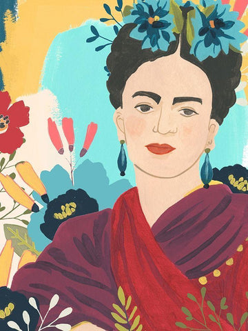 Fridas Garden II White Modern Wood Framed Art Print with Double Matting by Vess, June Erica