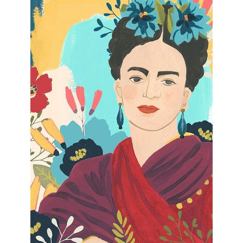 Fridas Garden II Black Modern Wood Framed Art Print by Vess, June Erica