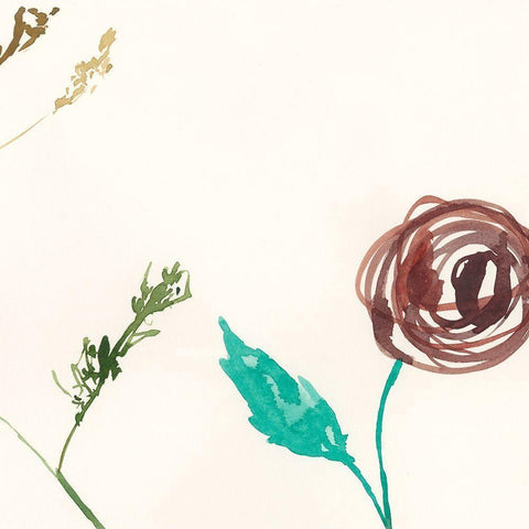 Rosey Posey II Gold Ornate Wood Framed Art Print with Double Matting by Goldberger, Jennifer