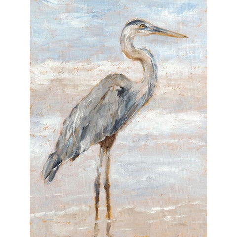 Beach Heron I Black Modern Wood Framed Art Print with Double Matting by Harper, Ethan