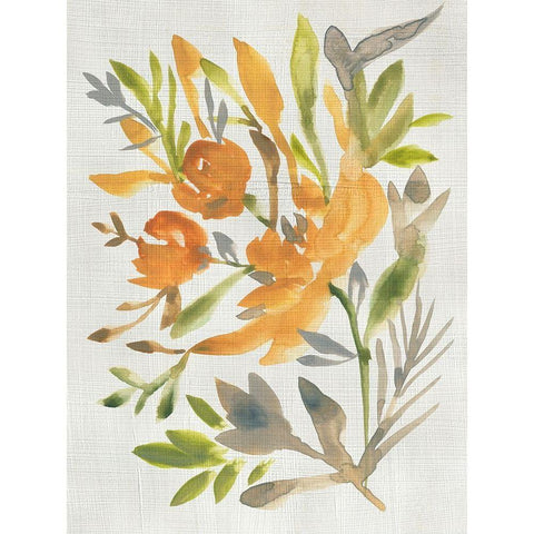 Butterscotch Bouquet I Gold Ornate Wood Framed Art Print with Double Matting by Zarris, Chariklia