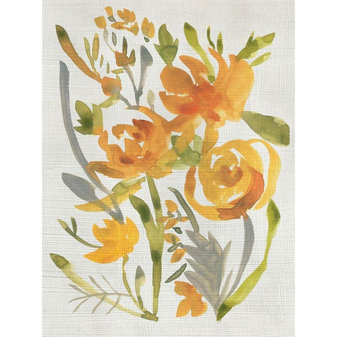 Butterscotch Bouquet II White Modern Wood Framed Art Print by Zarris, Chariklia