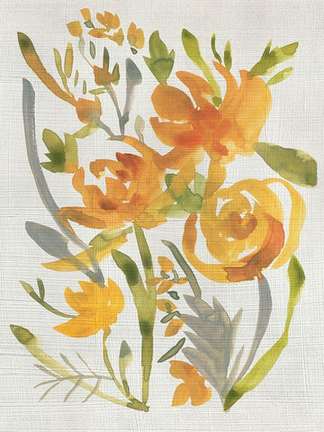 Butterscotch Bouquet II White Modern Wood Framed Art Print with Double Matting by Zarris, Chariklia