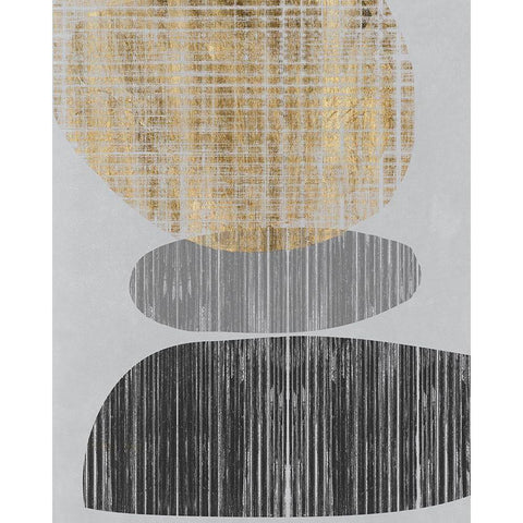 Gilded Shapes I Black Modern Wood Framed Art Print with Double Matting by Goldberger, Jennifer