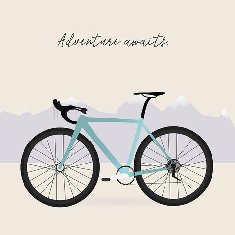 Two-Wheel Travel I White Modern Wood Framed Art Print with Double Matting by Soerensen, Gurli