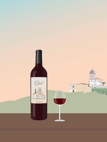 Tuscan Wine I Black Ornate Wood Framed Art Print with Double Matting by Soerensen, Gurli