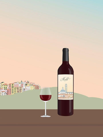 Tuscan Wine II Black Ornate Wood Framed Art Print with Double Matting by Soerensen, Gurli