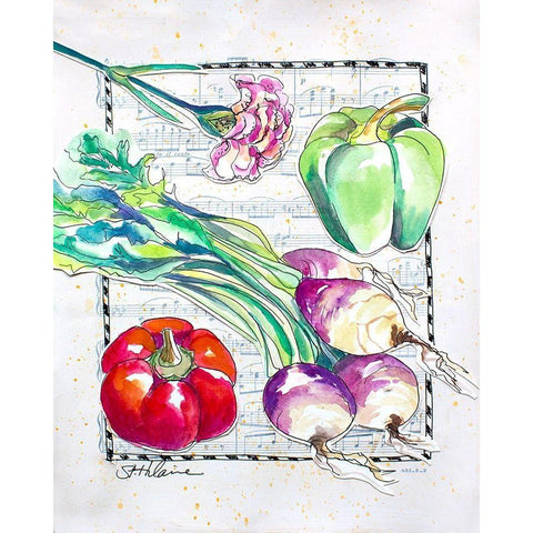 Kitchen Veggies I Black Modern Wood Framed Art Print by St. Hilaire, Elizabeth