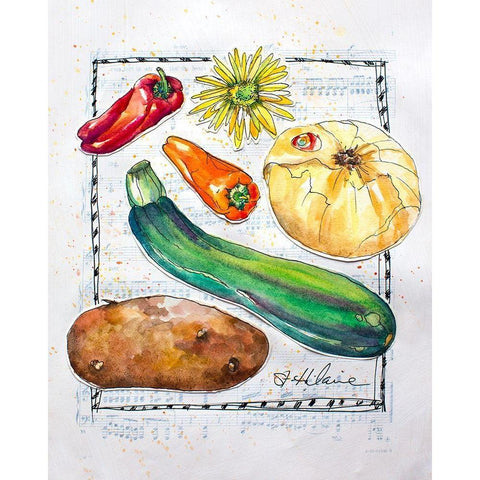 Kitchen Veggies II Gold Ornate Wood Framed Art Print with Double Matting by St. Hilaire, Elizabeth