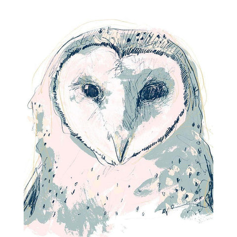 Funky Owl Portrait I Gold Ornate Wood Framed Art Print with Double Matting by Vess, June Erica