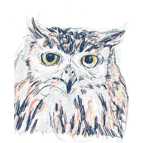 Funky Owl Portrait III Black Modern Wood Framed Art Print by Vess, June Erica