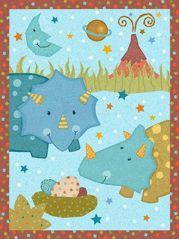 Dino Friends I White Modern Wood Framed Art Print with Double Matting by Eisner, Viv