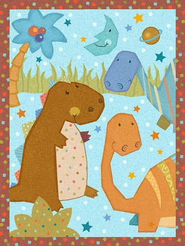 Dino Friends II Black Ornate Wood Framed Art Print with Double Matting by Eisner, Viv