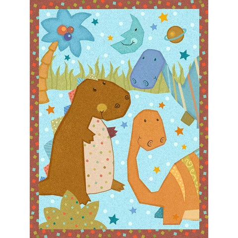 Dino Friends II Black Modern Wood Framed Art Print by Eisner, Viv