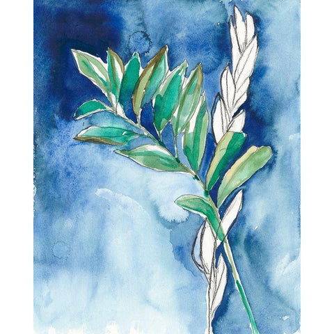 Petiole on Indigo II White Modern Wood Framed Art Print by Goldberger, Jennifer