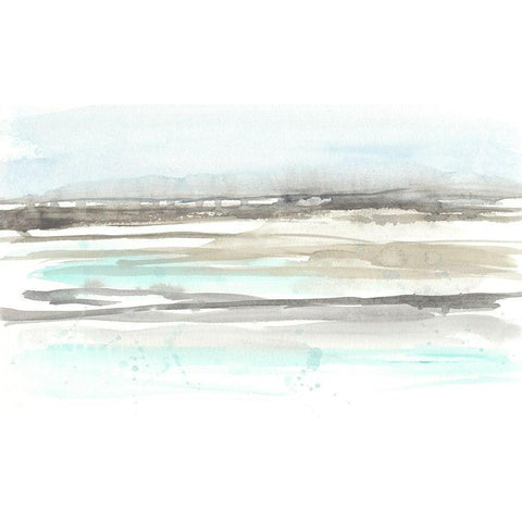 Neutral Mint Horizon I White Modern Wood Framed Art Print by Goldberger, Jennifer