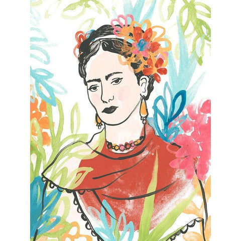 Portrait of Frida  I Black Modern Wood Framed Art Print by Vess, June Erica