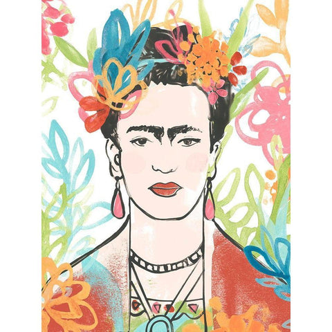 Portrait of Frida  II White Modern Wood Framed Art Print by Vess, June Erica