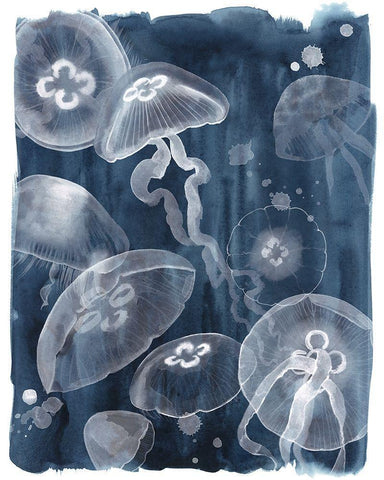 Moon Jellies I White Modern Wood Framed Art Print with Double Matting by Popp, Grace
