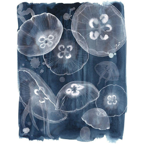 Moon Jellies II Black Modern Wood Framed Art Print with Double Matting by Popp, Grace