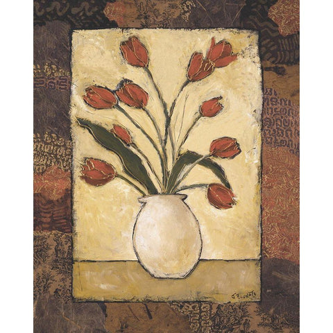 Blooms in Border II White Modern Wood Framed Art Print by Bagnato, Judi