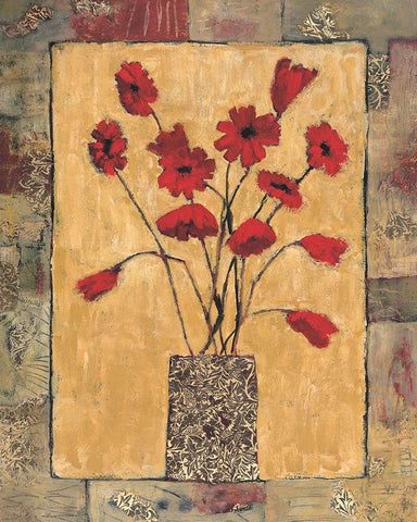 Blooms in Border III White Modern Wood Framed Art Print with Double Matting by Bagnato, Judi
