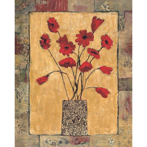 Blooms in Border III Black Modern Wood Framed Art Print with Double Matting by Bagnato, Judi