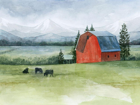 Valley Herd I White Modern Wood Framed Art Print with Double Matting by Popp, Grace