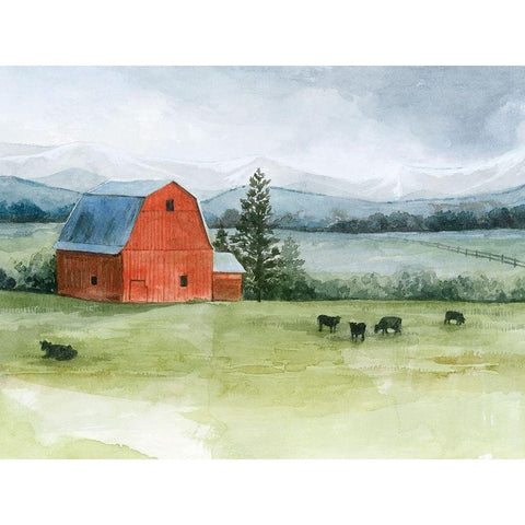 Valley Herd II Black Modern Wood Framed Art Print with Double Matting by Popp, Grace