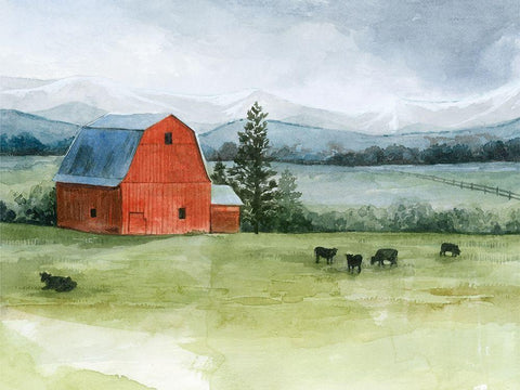 Valley Herd II White Modern Wood Framed Art Print with Double Matting by Popp, Grace