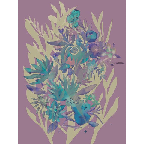 Slate Flowers on Mauve II Gold Ornate Wood Framed Art Print with Double Matting by Zarris, Chariklia