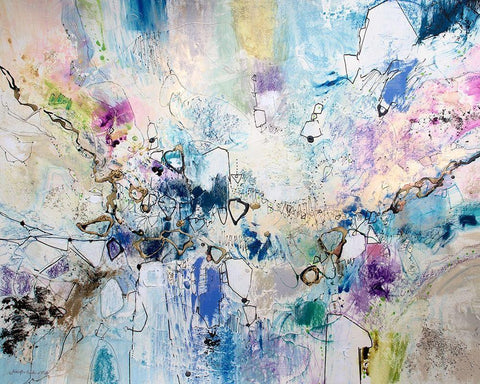 Rainbow Blue III White Modern Wood Framed Art Print with Double Matting by Gardner, Jennifer