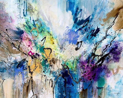 Rainbow Blue V White Modern Wood Framed Art Print with Double Matting by Gardner, Jennifer